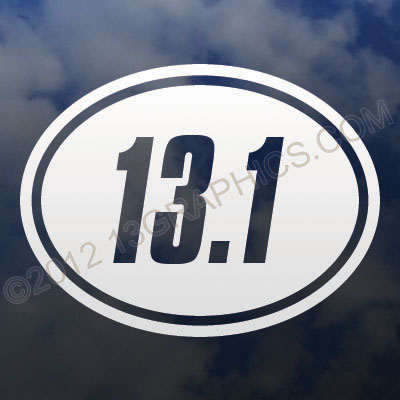 13.1 (Half Marathon) Euro Style Oval Window Decal