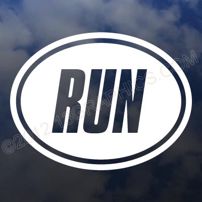 RUN Euro Style Oval Window Decal